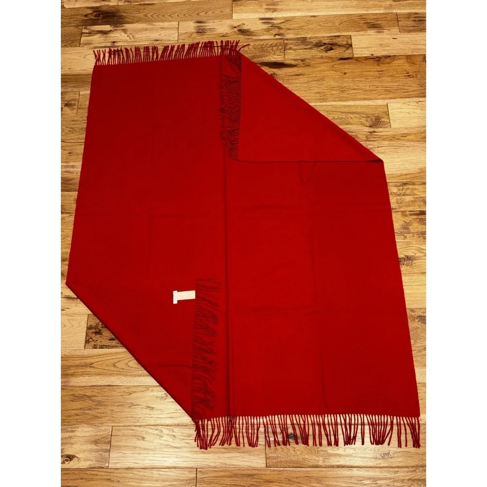 NWOT Williams Sonoma Cashmere Throw Fringe Red 50